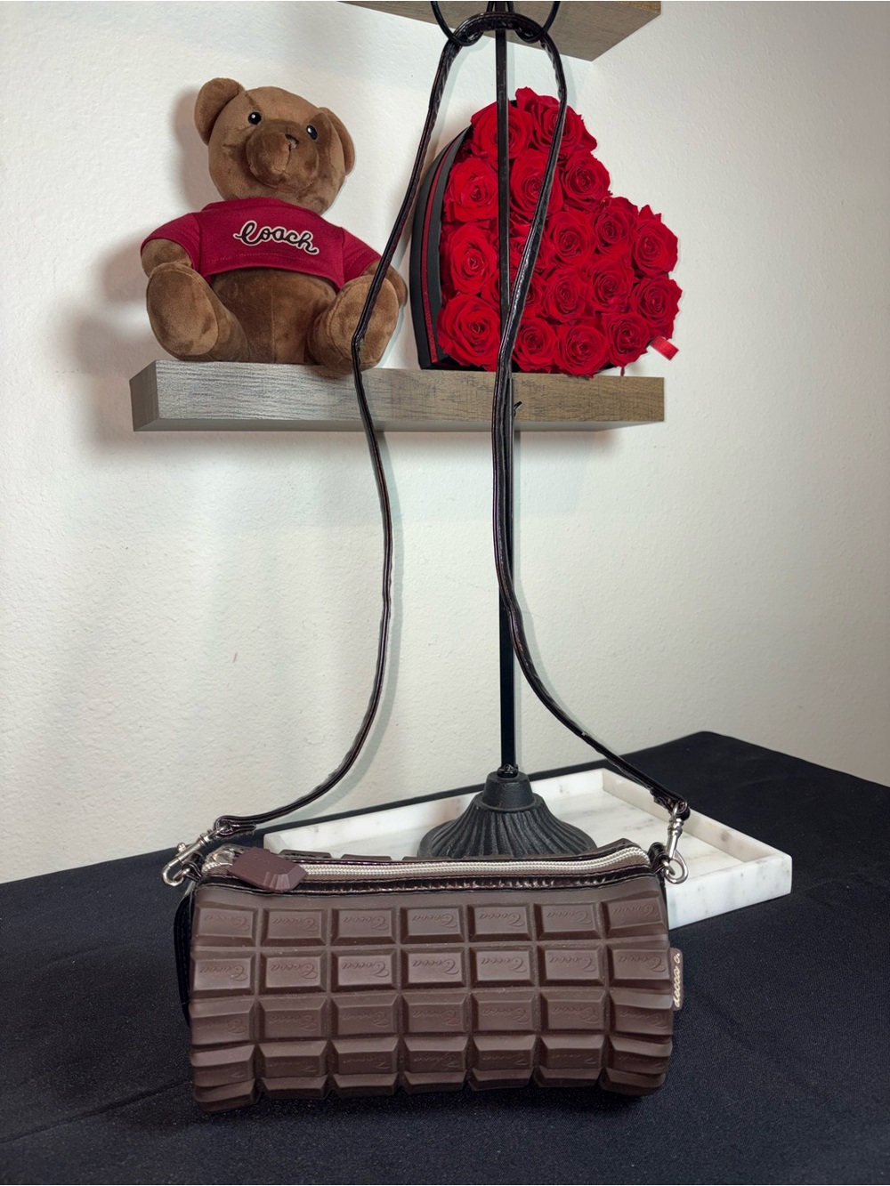 Decca C Chocolate Bar Textured Crossbody Bag - Brown